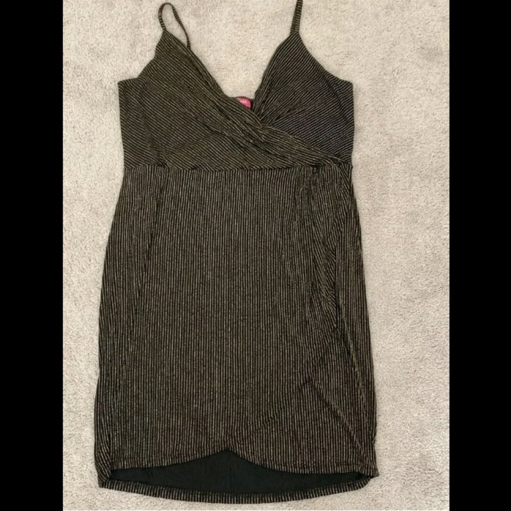 Mia Rose By Block Gold Black Pin Stripe Party Dress Women’s Plus size 3X